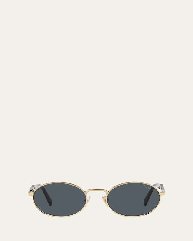 Engraved Logo Metal & Plastic Oval Sunglasses