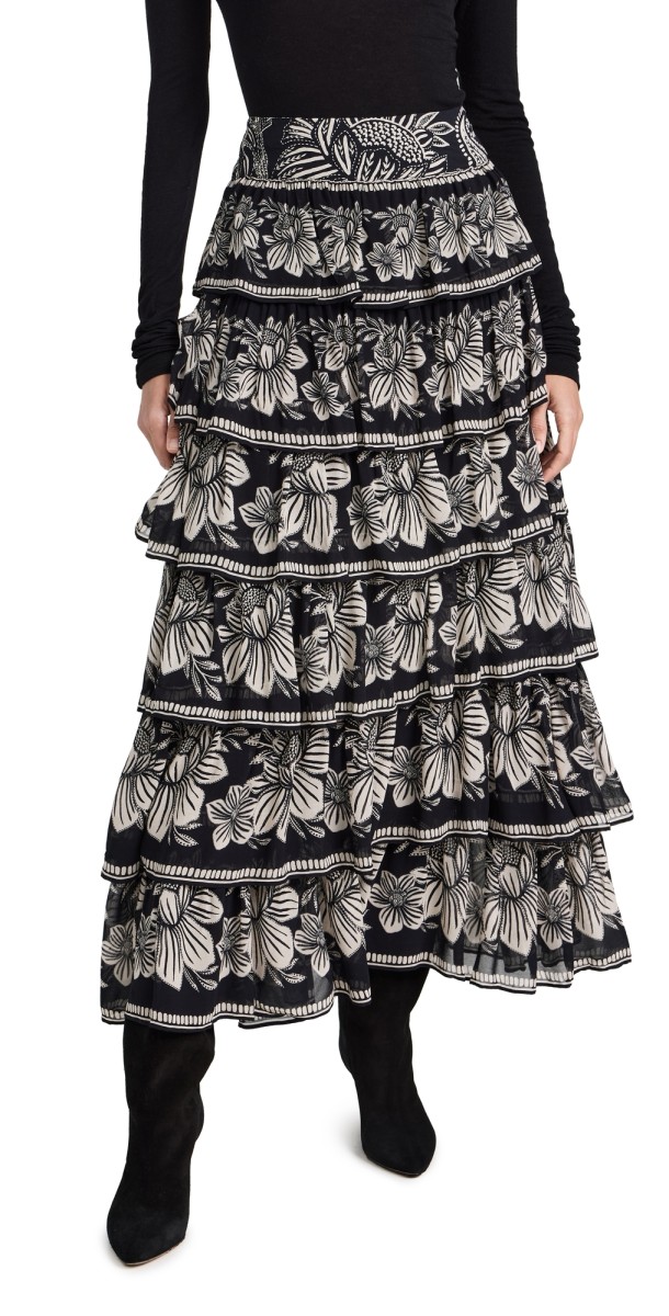 FARM Rio Pasley Bloom Black Tieredkirt Pasley Bloom Black