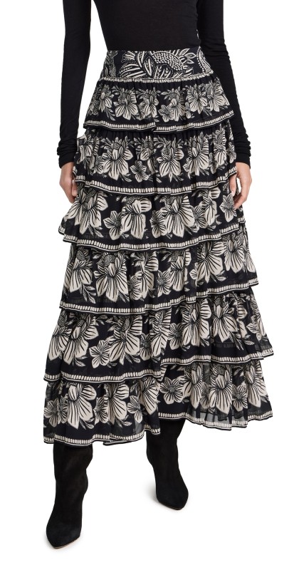FARM Rio Pasley Bloom Black Tieredkirt Pasley Bloom Black