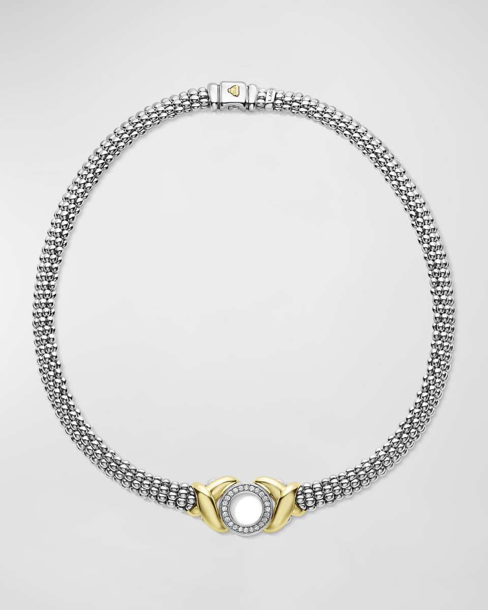 Sterling Silver Embrace Circle Diamond Pave Rope Necklace, 9mm