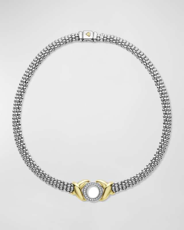 Sterling Silver Embrace Circle Diamond Pave Rope Necklace, 9mm