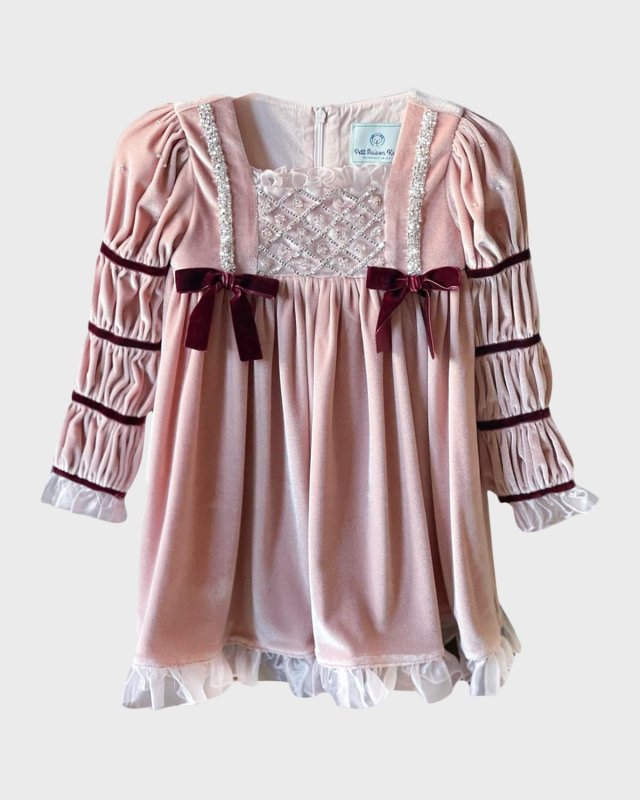 Girl's Juliette Embellished Velvet Dress, Size 2-8