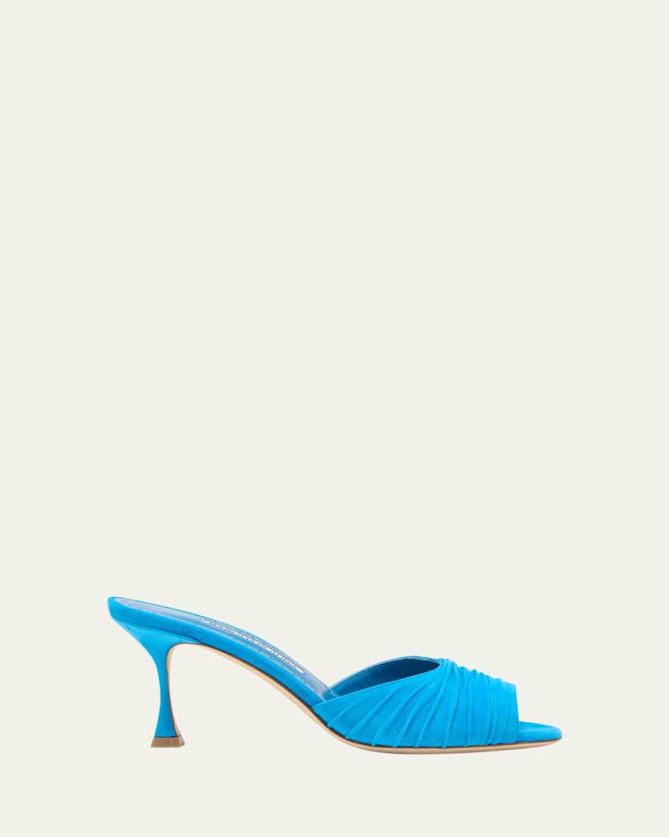 Pirua Ruched Suede Mule Sandals