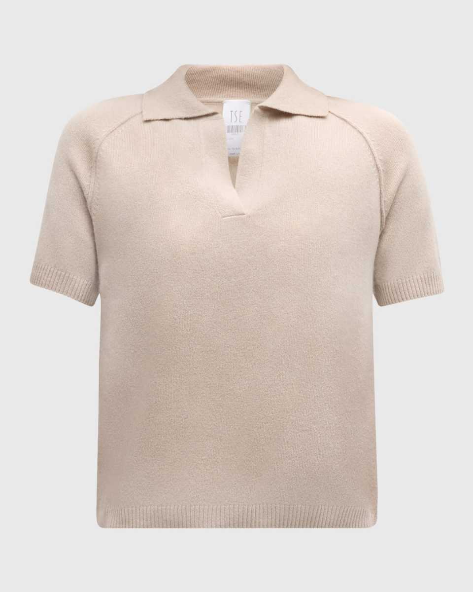 Cashmere Raglan-Sleeve Polo Shirt