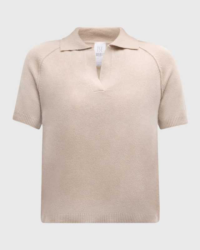 Cashmere Raglan-Sleeve Polo Shirt