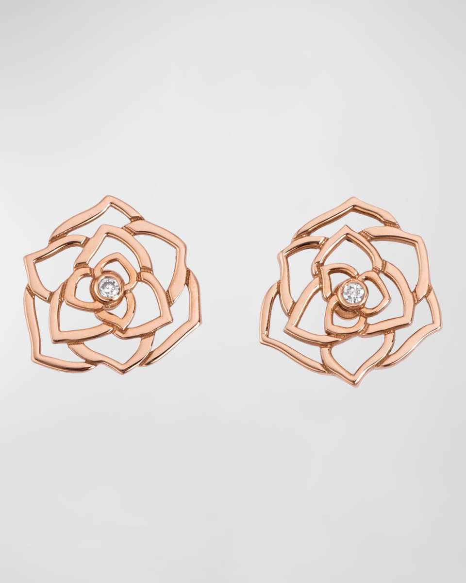 Rose 18K Rose Gold Lace Diamond Earrings