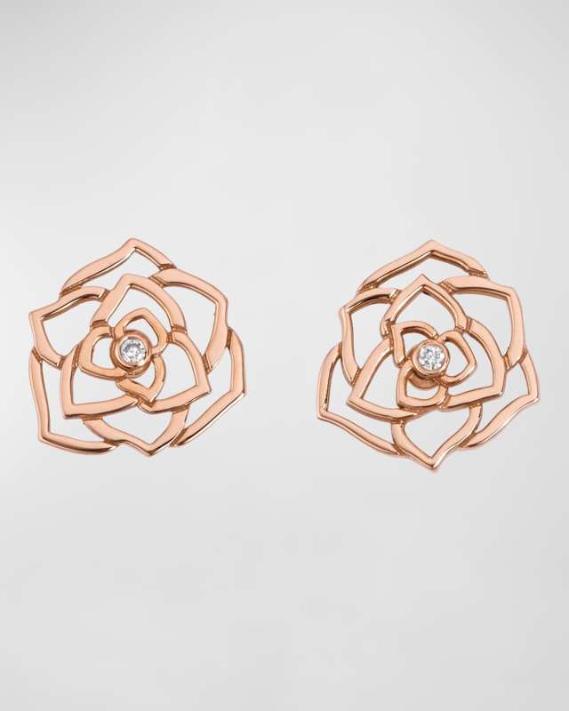 Rose 18K Rose Gold Lace Diamond Earrings
