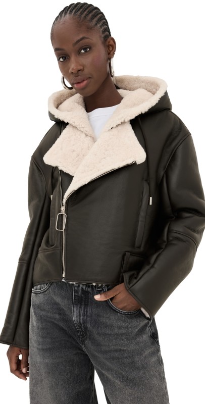 JW Anderson Hooded Biker Jacket Brown