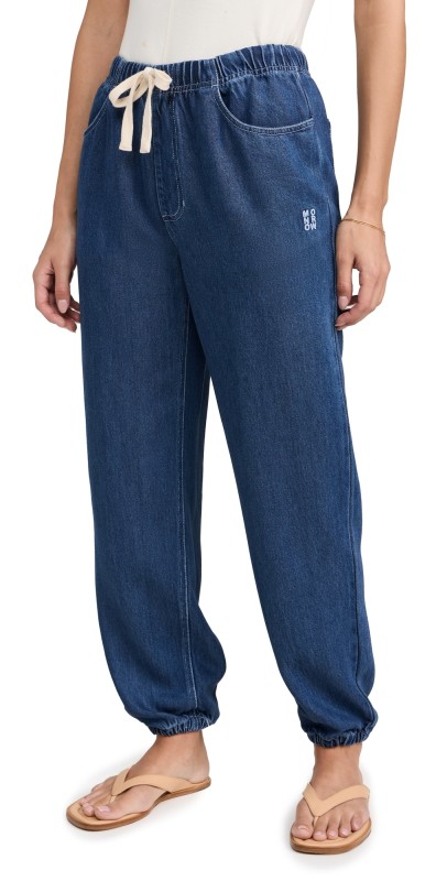 MONROW Soft Denim Sweatpants Medium Wash