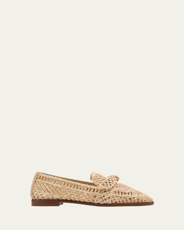 Raffia Knotted Bow Loafers