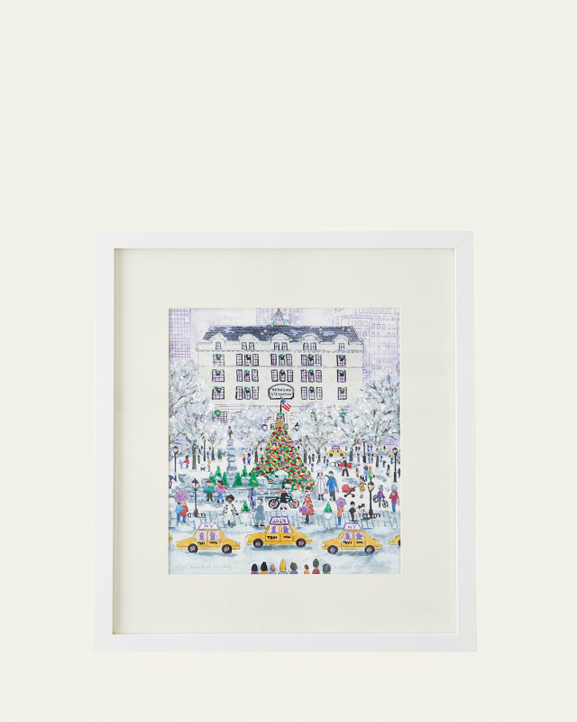 Large Bergdorf Christmas Print in Wood Frame