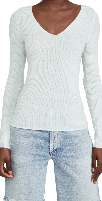 Vince Cashmere Slim Rib V Neck Sweaterint