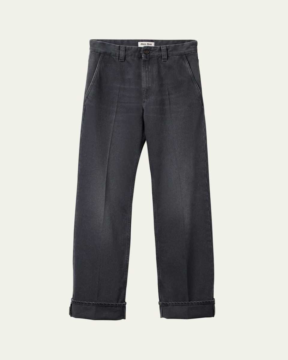 Washed Drill Straight Leg Pants