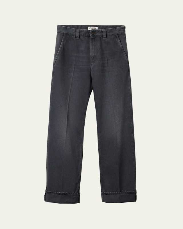 Washed Drill Straight Leg Pants