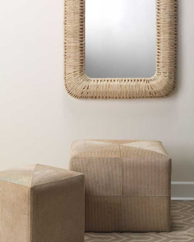 Pinstripe Hair Hide Ottoman