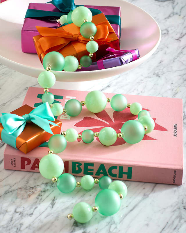48" Sugar Plum Frosted Glass Ball Garland, Mint