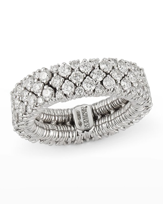 CASHMERE 18k White Gold Diamond Stretch Ring, Size