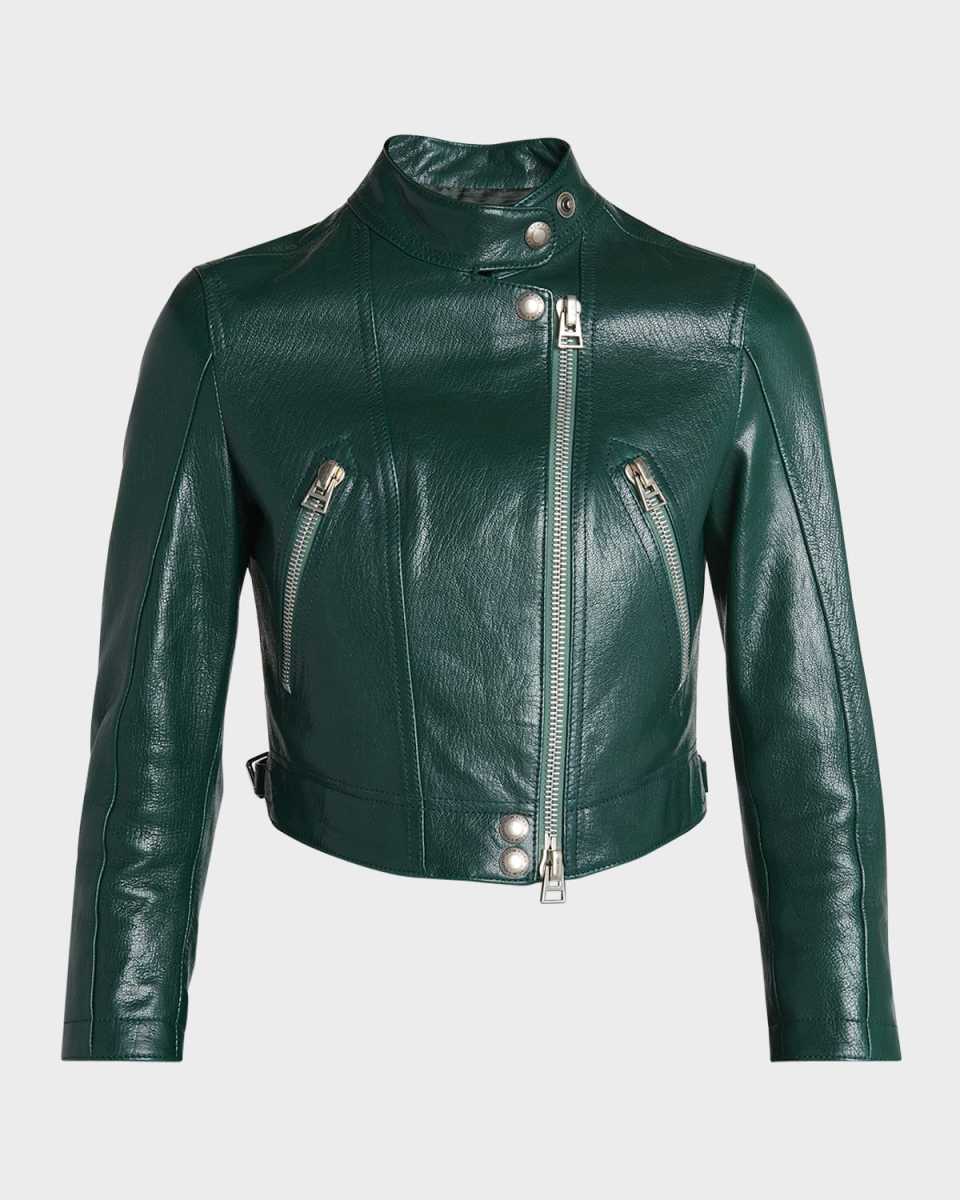 Grain Lux Goat Leather Cropped Jacket