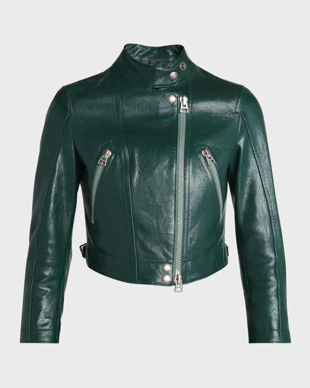 Grain Lux Goat Leather Cropped Jacket