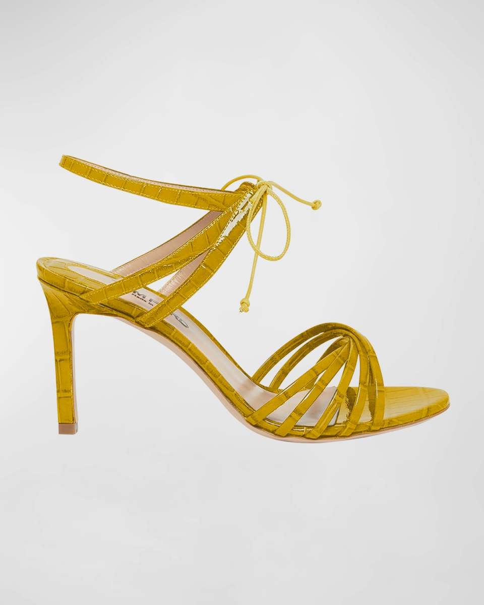 Angelica Strappy Leather Ankle-Tie Sandals
