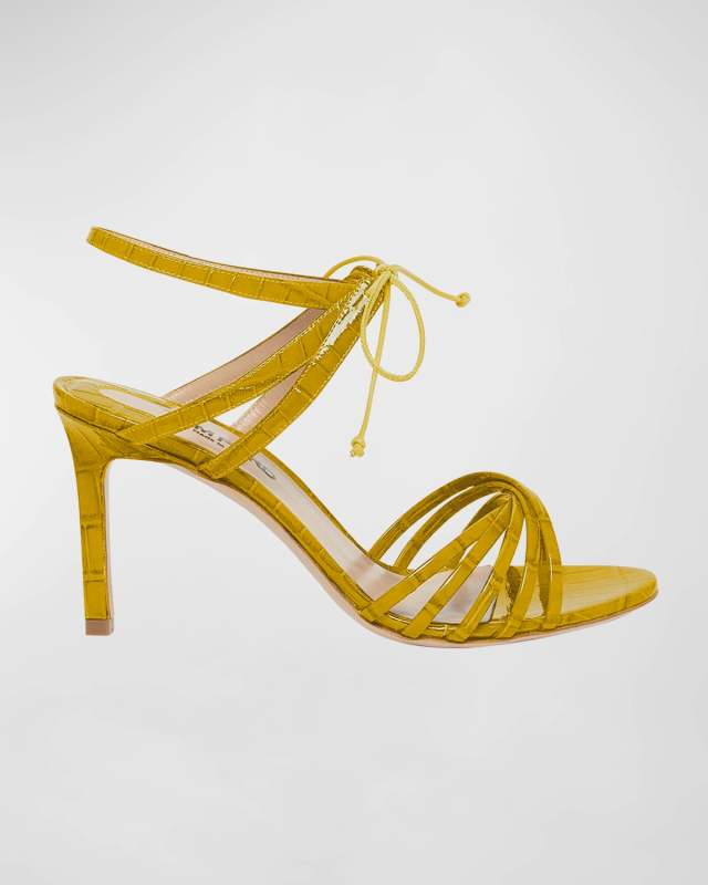 Angelica Strappy Leather Ankle-Tie Sandals