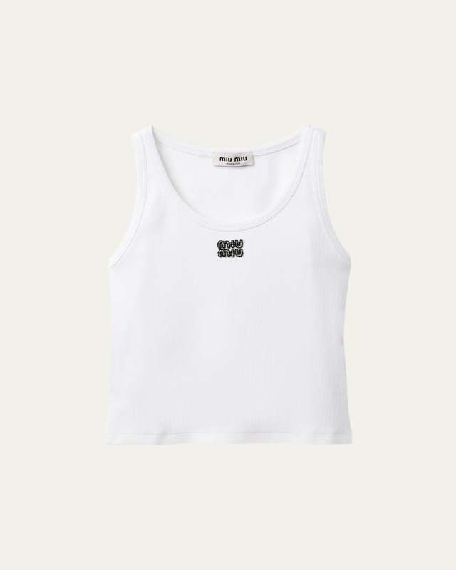 Logo Embroidered Ribbed Tank Top