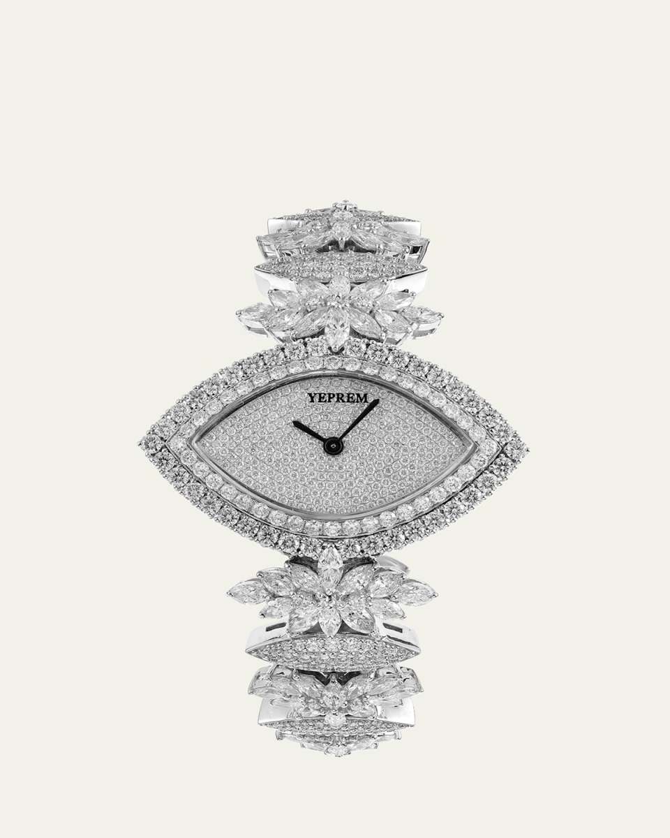 18K White Gold Full Diamond Watch, 10.22tcw