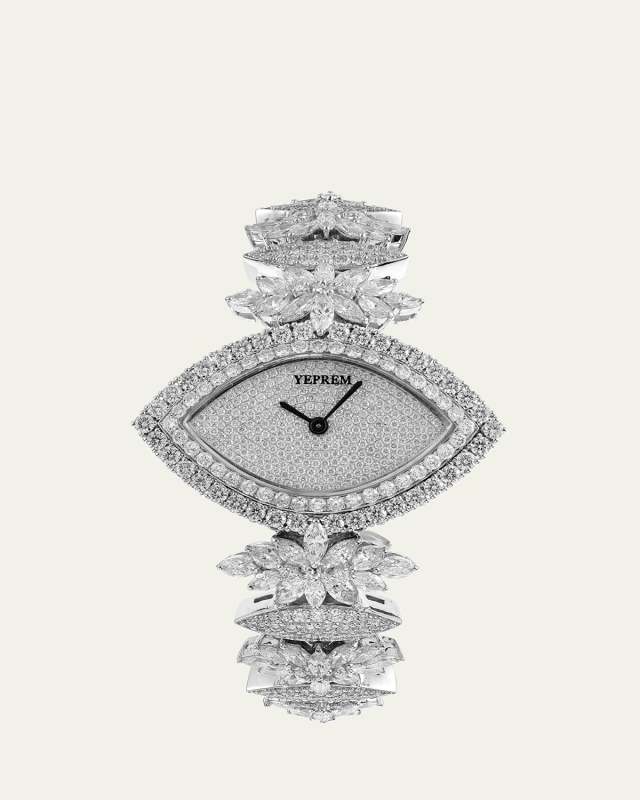 18K White Gold Full Diamond Watch, 10.22tcw
