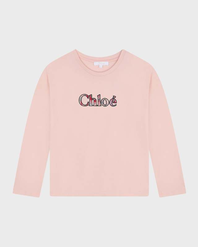 Girl's Embroidered Logo-Print T-Shirt, Size 4-6