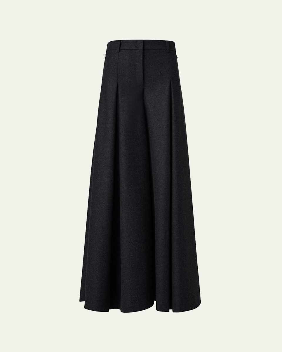 Fiorello Pleated Wide-Leg Wool Flannel Pants
