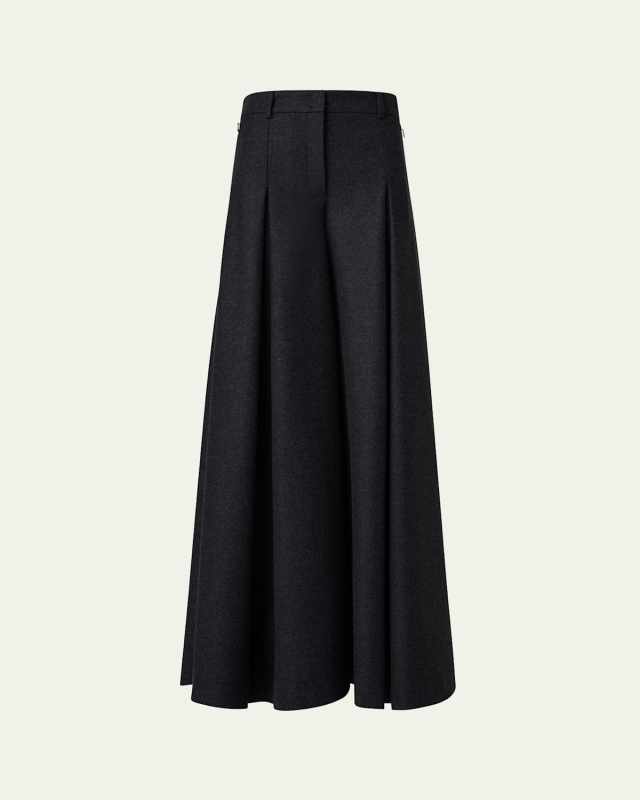 Fiorello Pleated Wide-Leg Wool Flannel Pants