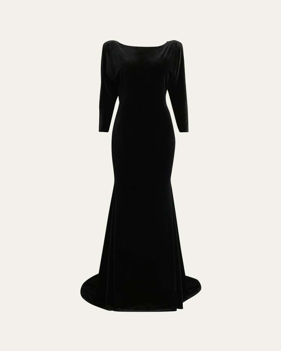 Velvet Gown with Open Cowl Back