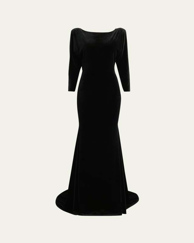 Velvet Gown with Open Cowl Back