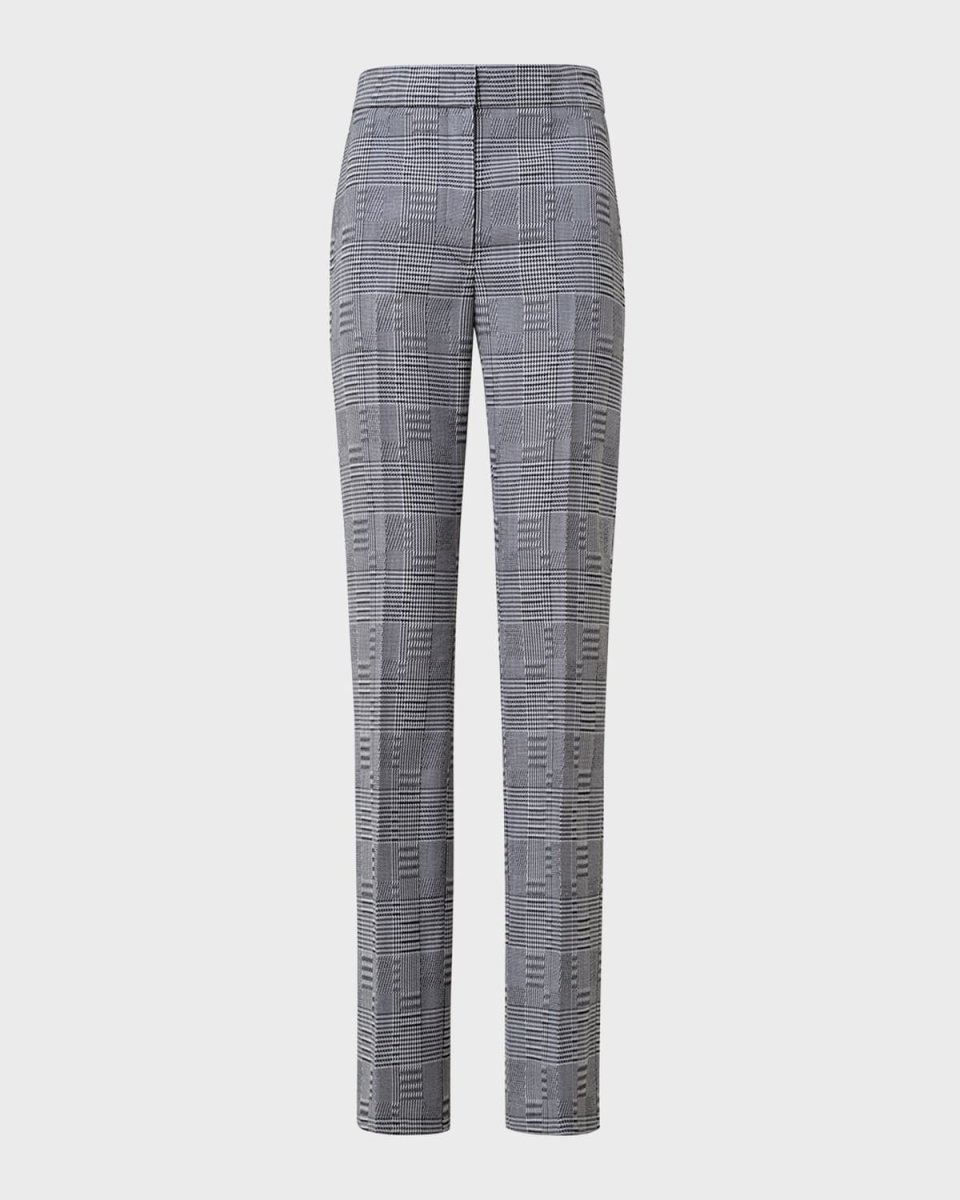 Chio Blurred Glencheck Wool Straight-Leg Pants