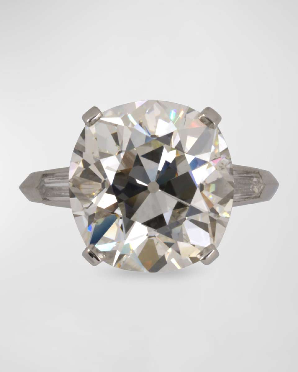 Estate Platinum Cushion Diamond Ring, Size 6