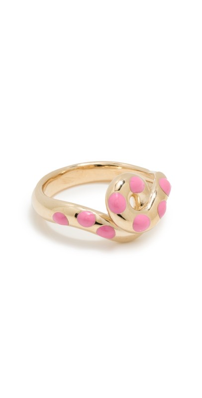 Bea Bongiasca Chunky Wave Polka Dots Ring Gold/Pink