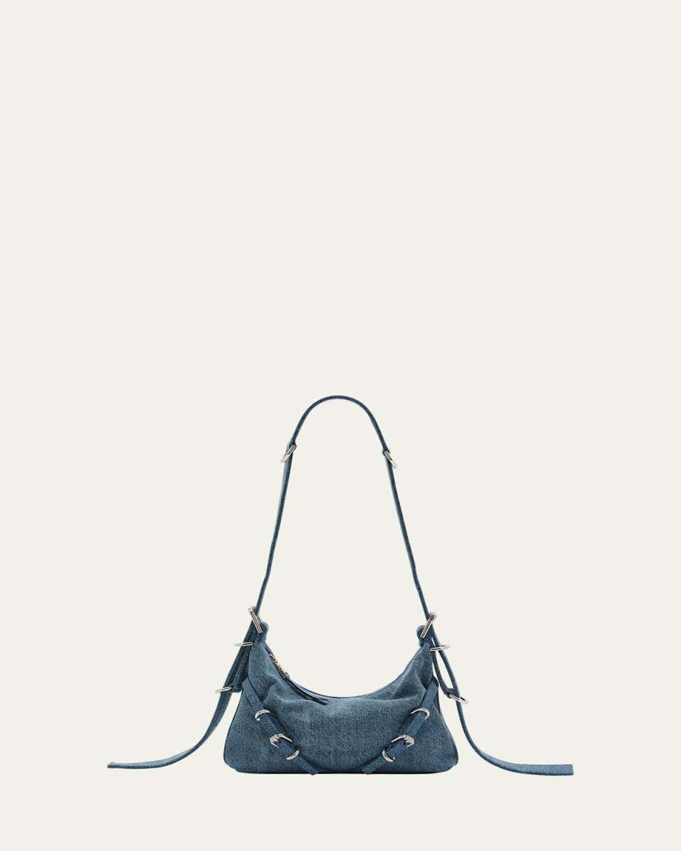 Voyou Mini Shoulder Bag in Washed Denim