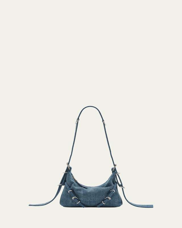 Voyou Mini Shoulder Bag in Washed Denim