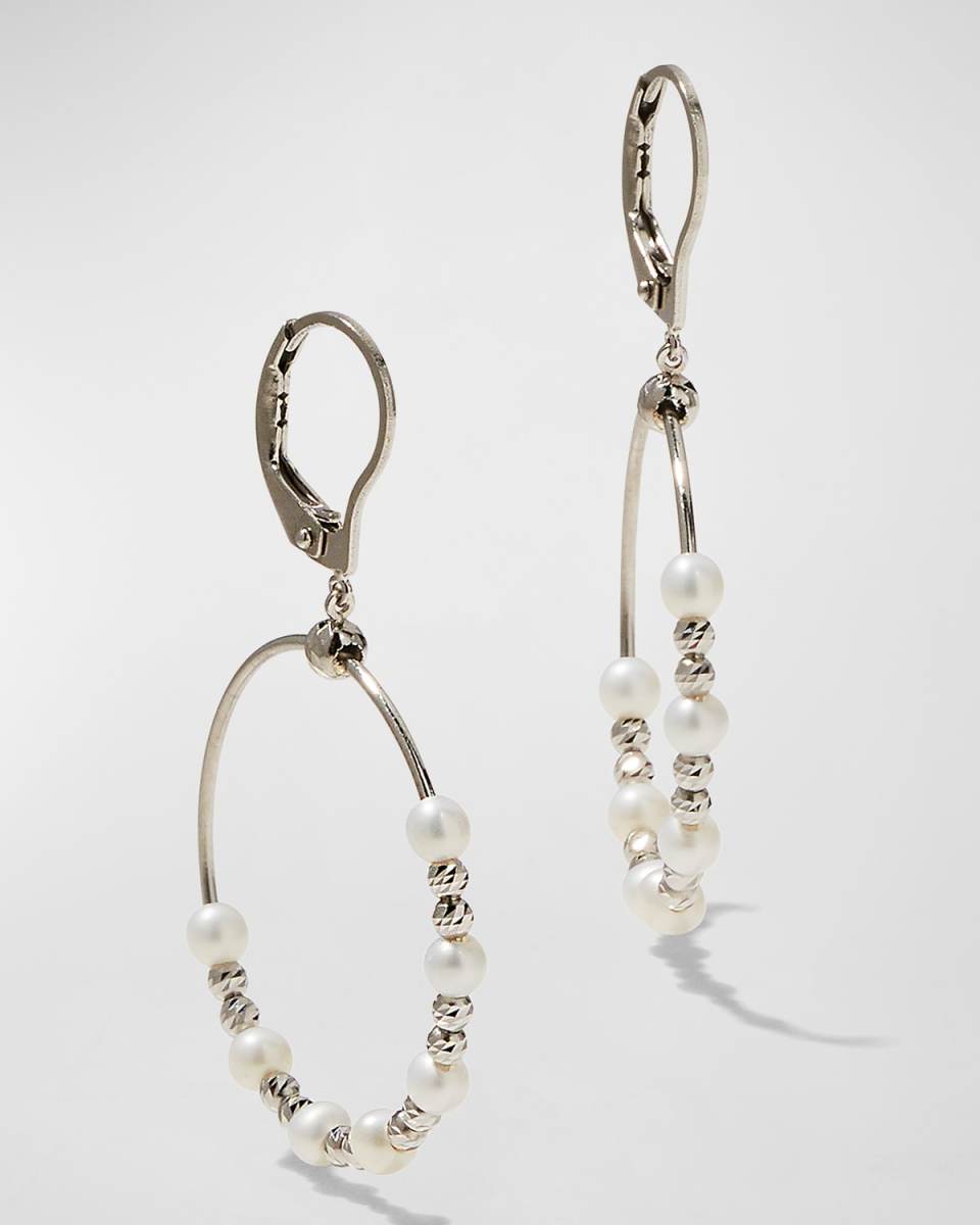 Platinum Pearl Hoop Earrings
