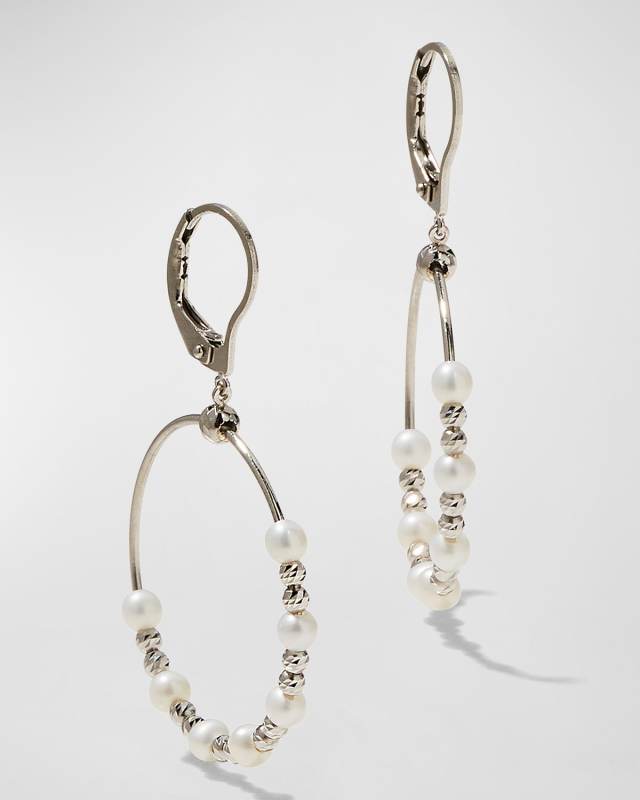 Platinum Pearl Hoop Earrings
