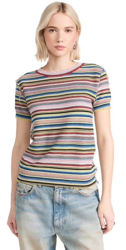 Maison Margielatriped Crewneck T-Shirttripes Color Mix