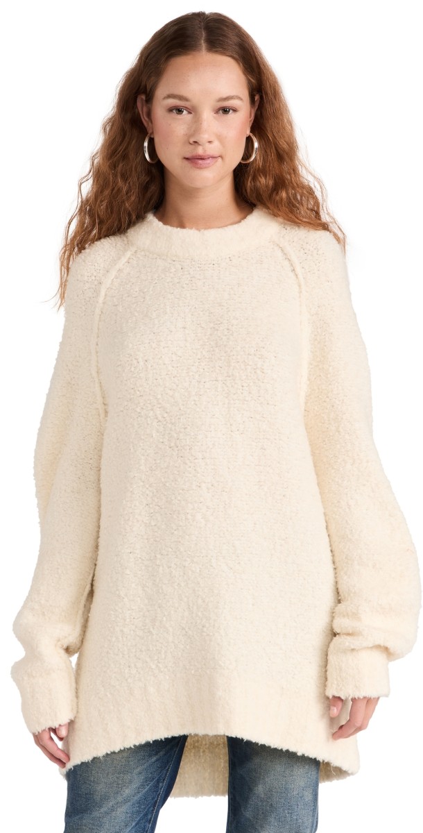 Free People Teddy Sweater Tunic PALE ROSETTE