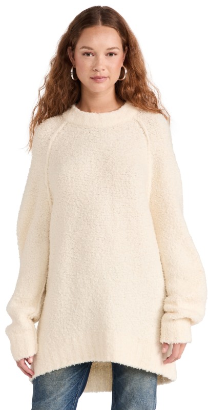 Free People Teddy Sweater Tunic PALE ROSETTE