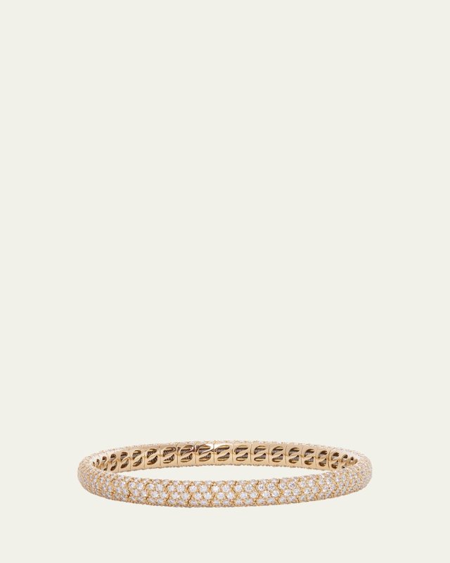 18K Yellow Gold Narrow Diamond Pave Stretch Bracelet