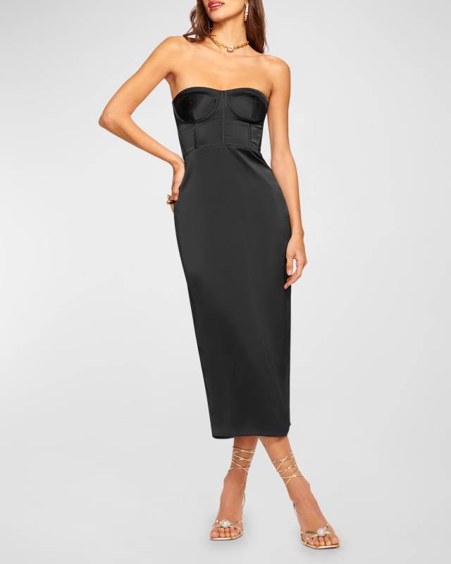 Alianna Strapless Bustier Column Midi Dress