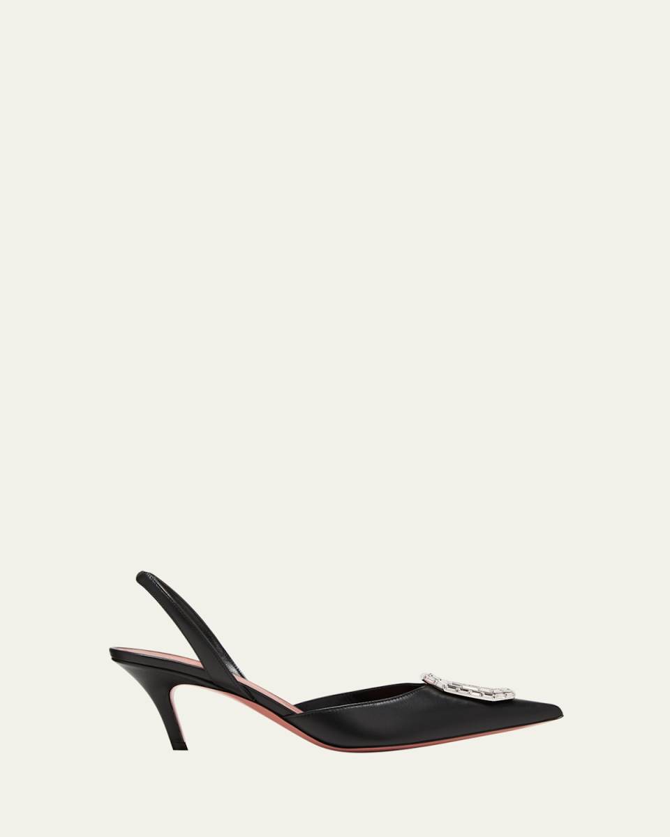 Camelia Leather Crystal Halter Pumps