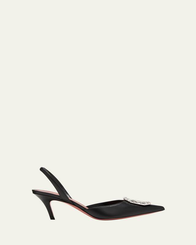 Camelia Leather Crystal Halter Pumps