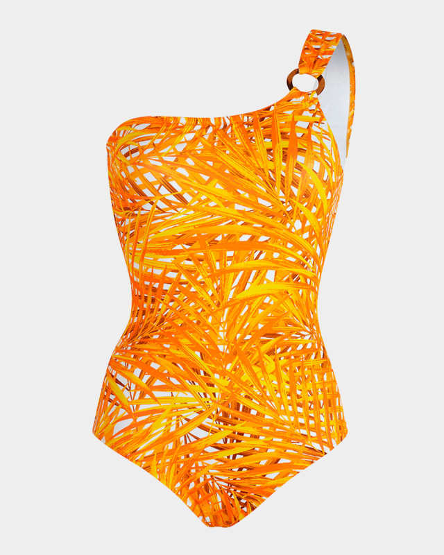 Palm Leaves Jersey One-Piece Swimsuit
