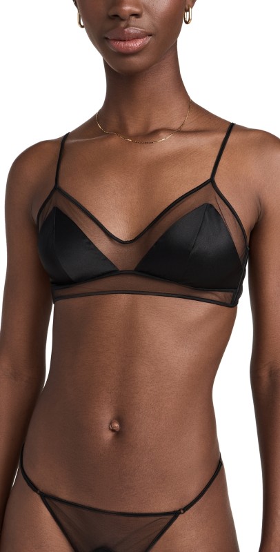 Kiki De Montparnasse Peep Show Long Line Bra Black