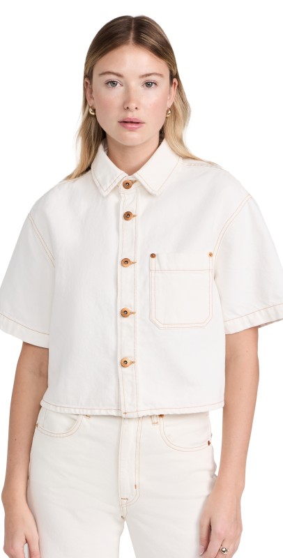 SLVRLAKE Cara Crop Shirt Natural White